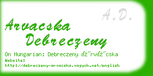 arvacska debreczeny business card